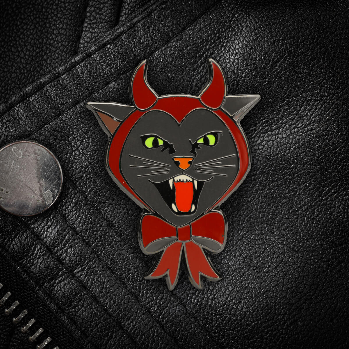 Devil Cat Enamel Pin - Occult Patches & Pins