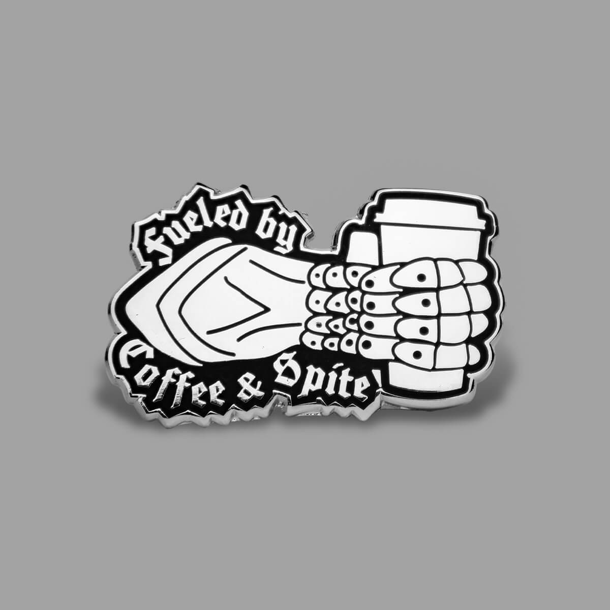 Fueled By Coffee & Spite Enamel Pin - Occult Patches & Pins