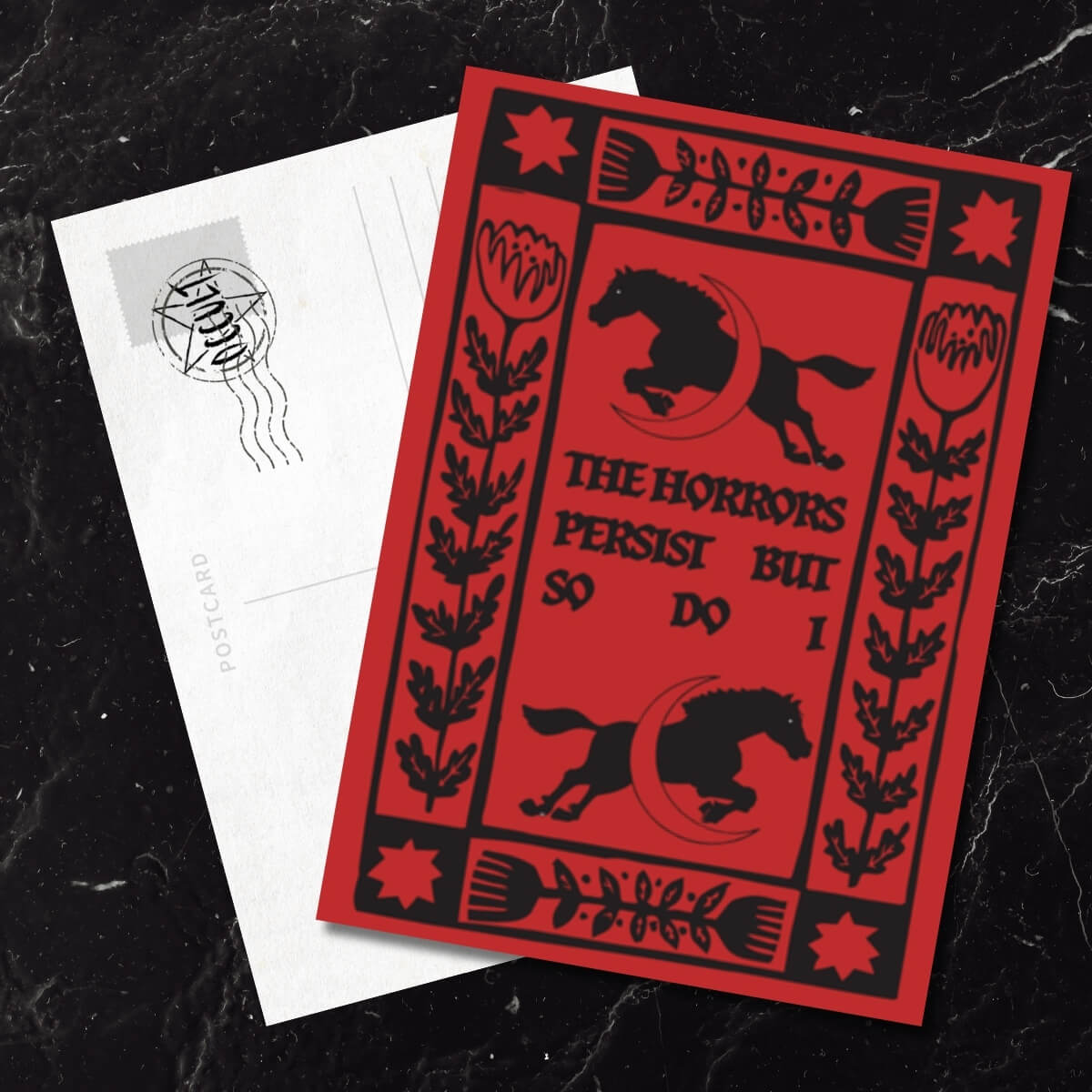 The Horrors Persist Postcard - Occult Patches & Pins