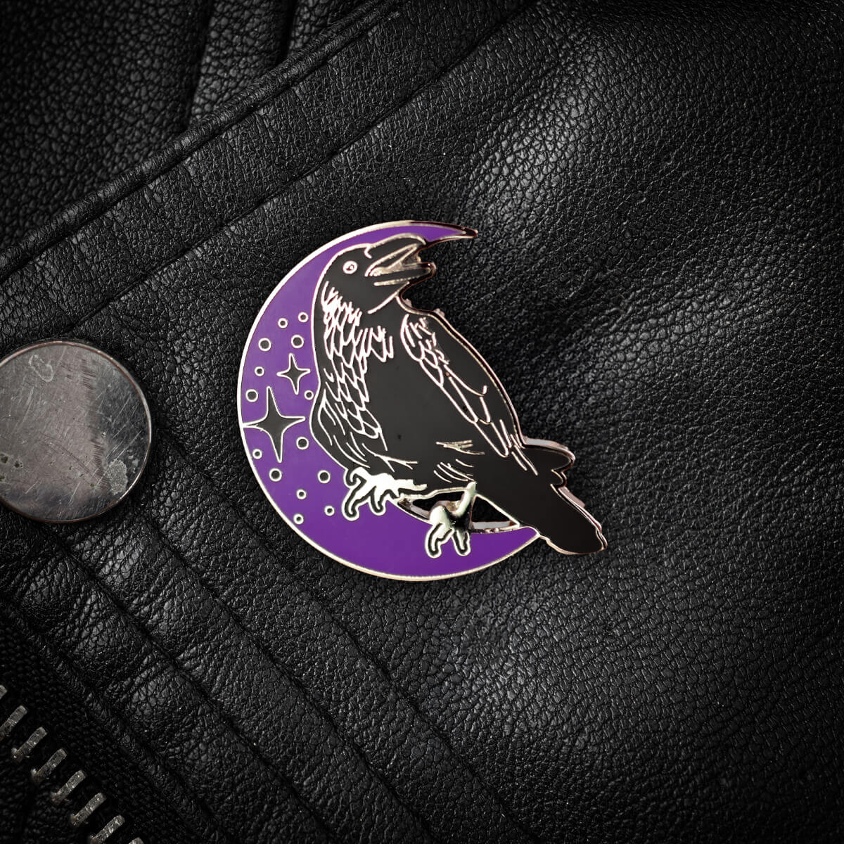 Purple Raven Enamel Pin | Occult Patches & Pins