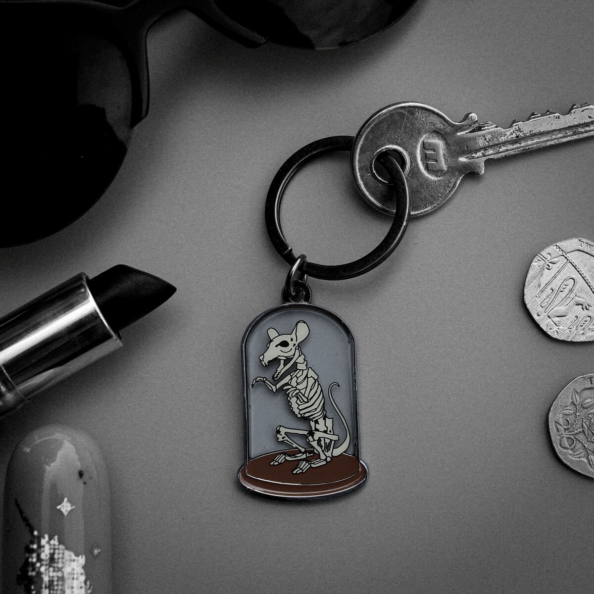 Rat Skeleton Keyring | Occult Patches & Pins