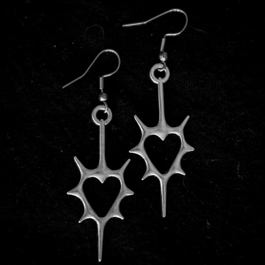 Thorny Heart Earrings • Occult Patches & Pins