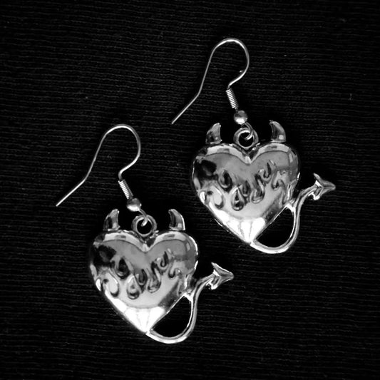 Devil Heart Earrings • Occult Patches & Pins