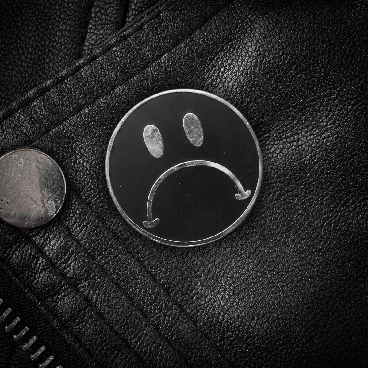 Sad Face Enamel Pin | Occult Patches & Pins