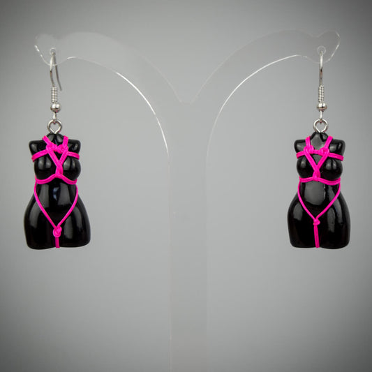 Pink Shibari Earrings | Occult Patches & Pins