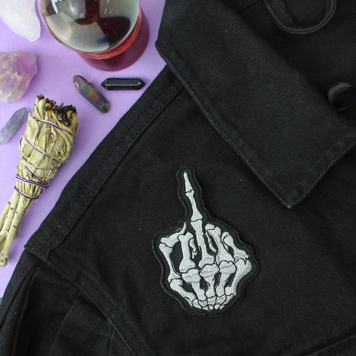  Skeleton Middle Finger Patch | Occult Patches & Pins