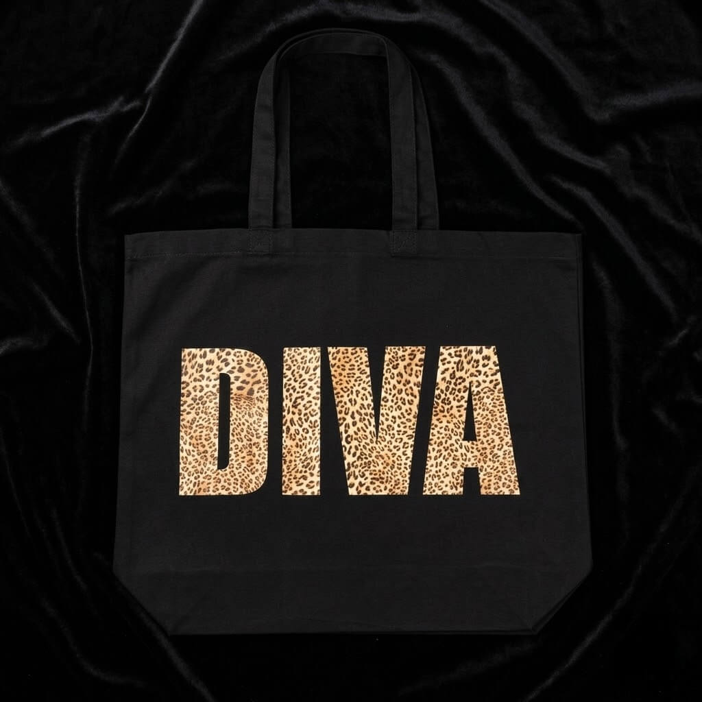 Diva X-Large Black Tote Bag - Occult Patches & Pins