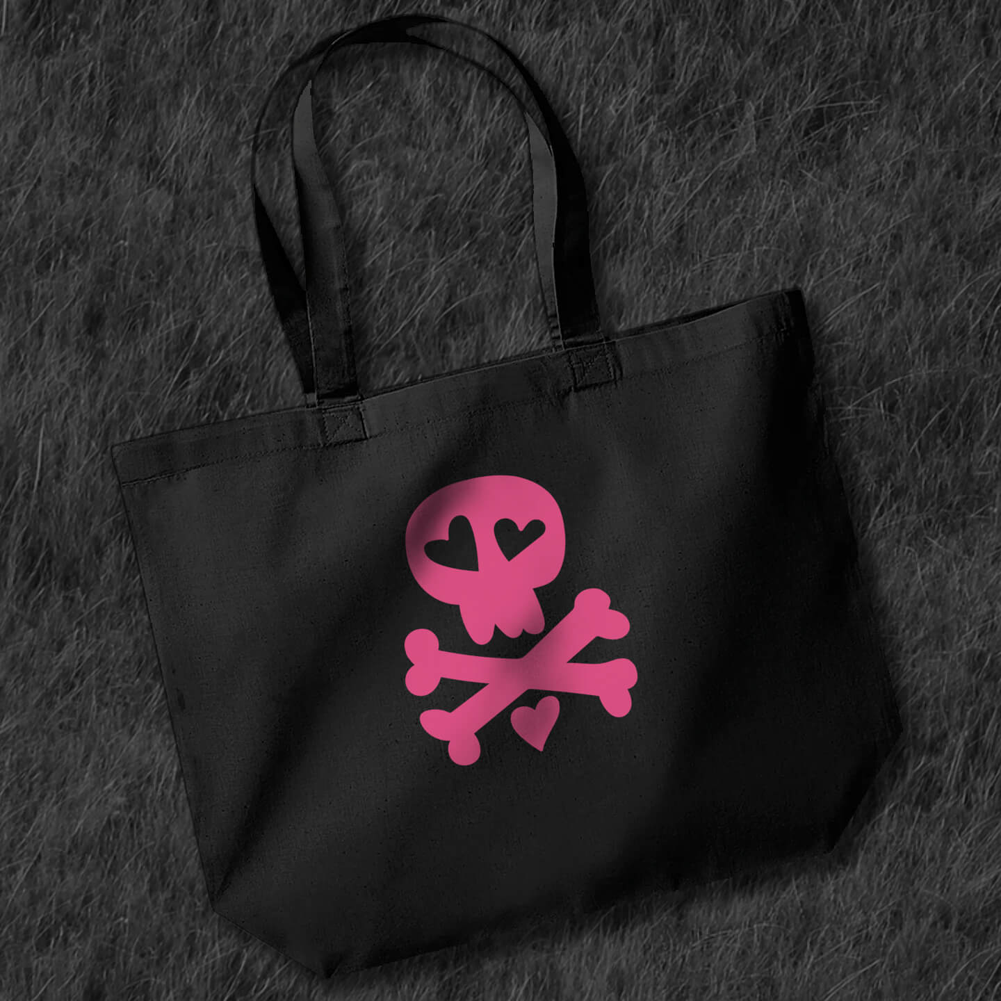 Cute Skull X-Large Black Tote Bag - Occult Patches & Pins