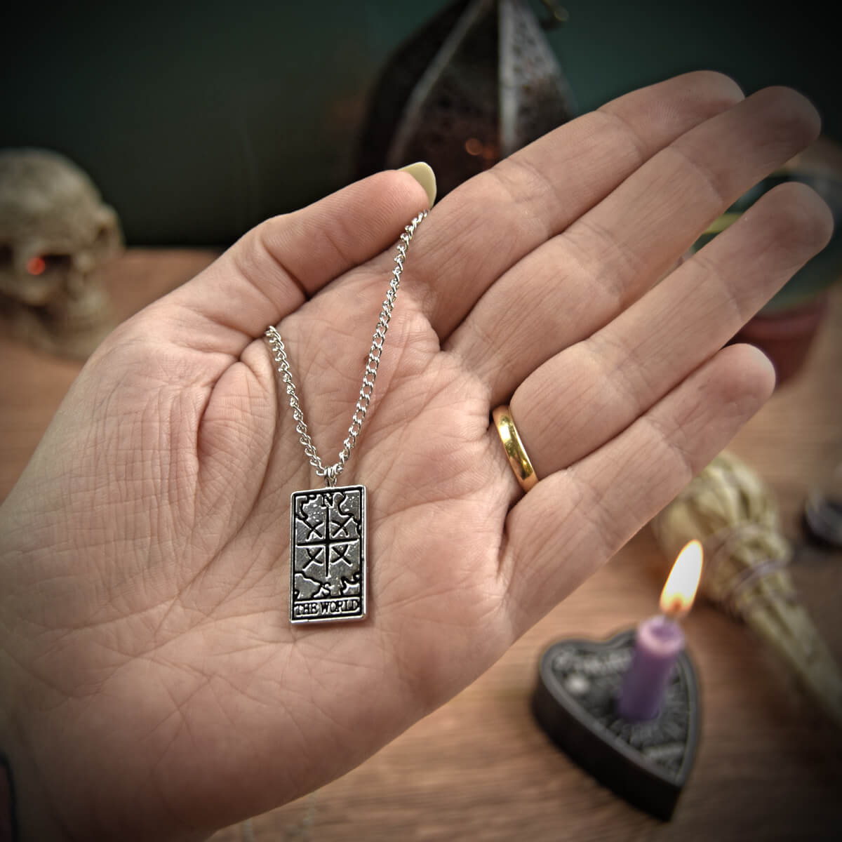 The World Tarot Card Necklace