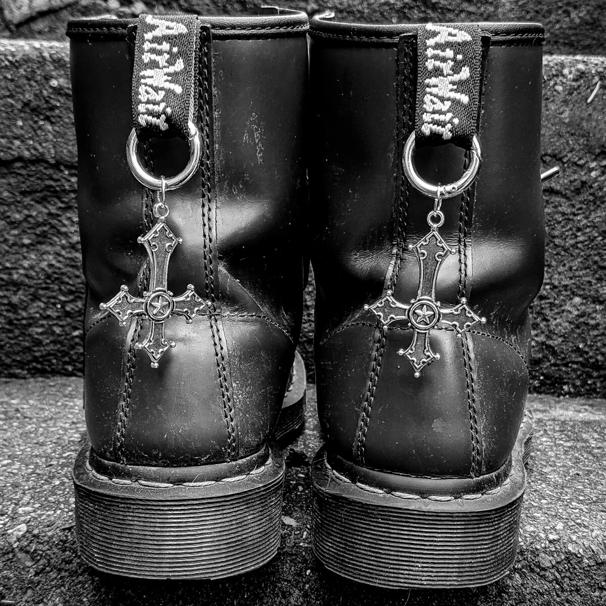 Inverted Cross Boot Charms | Occult Patches & Pins