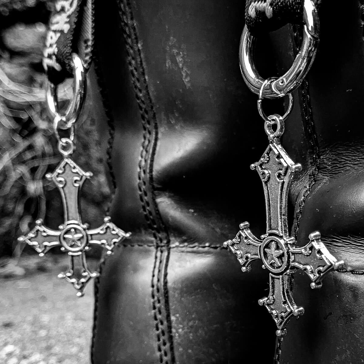 Inverted Cross Boot Charms | Occult Patches & Pins