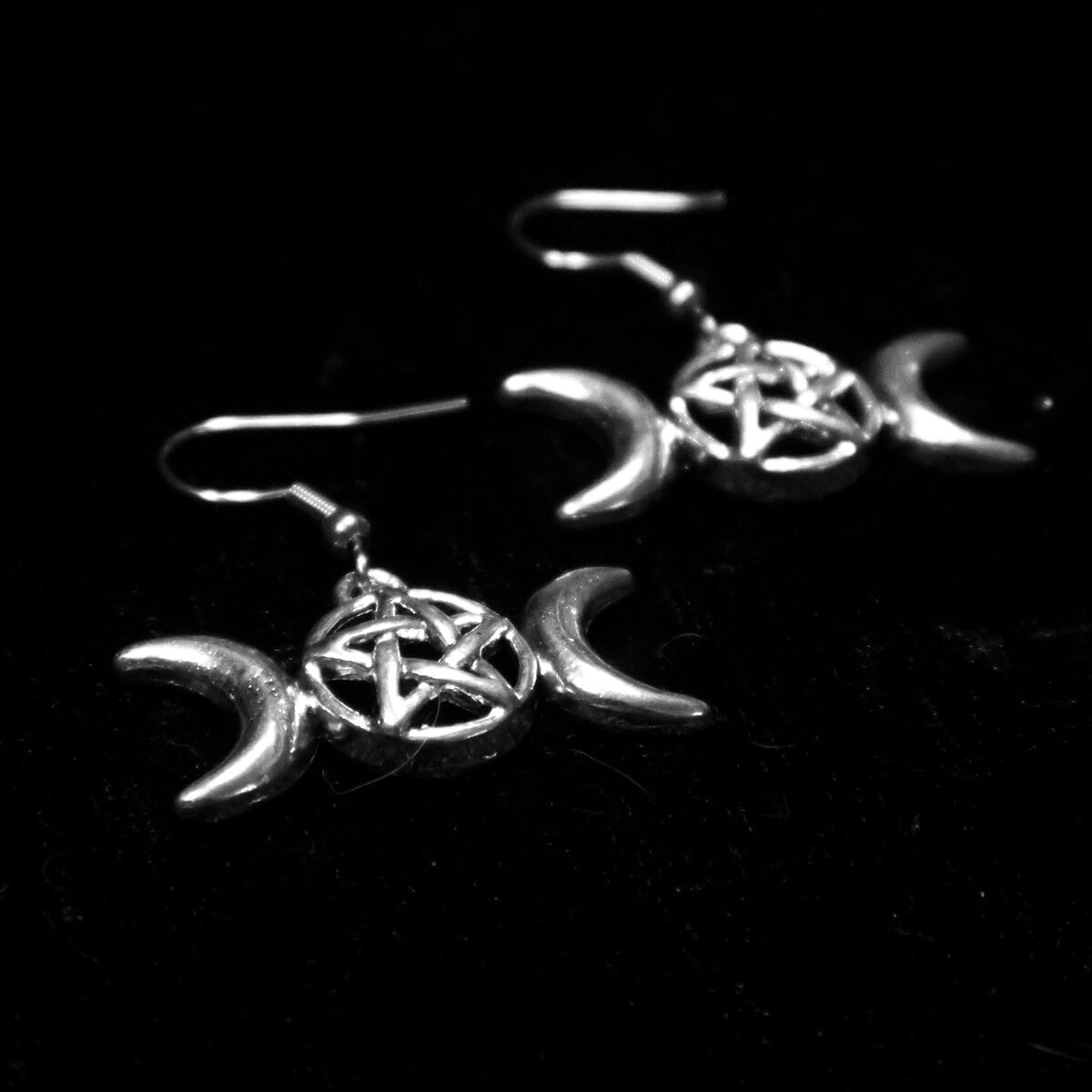 Pentagram & Moons Earrings • Occult Patches & Pins
