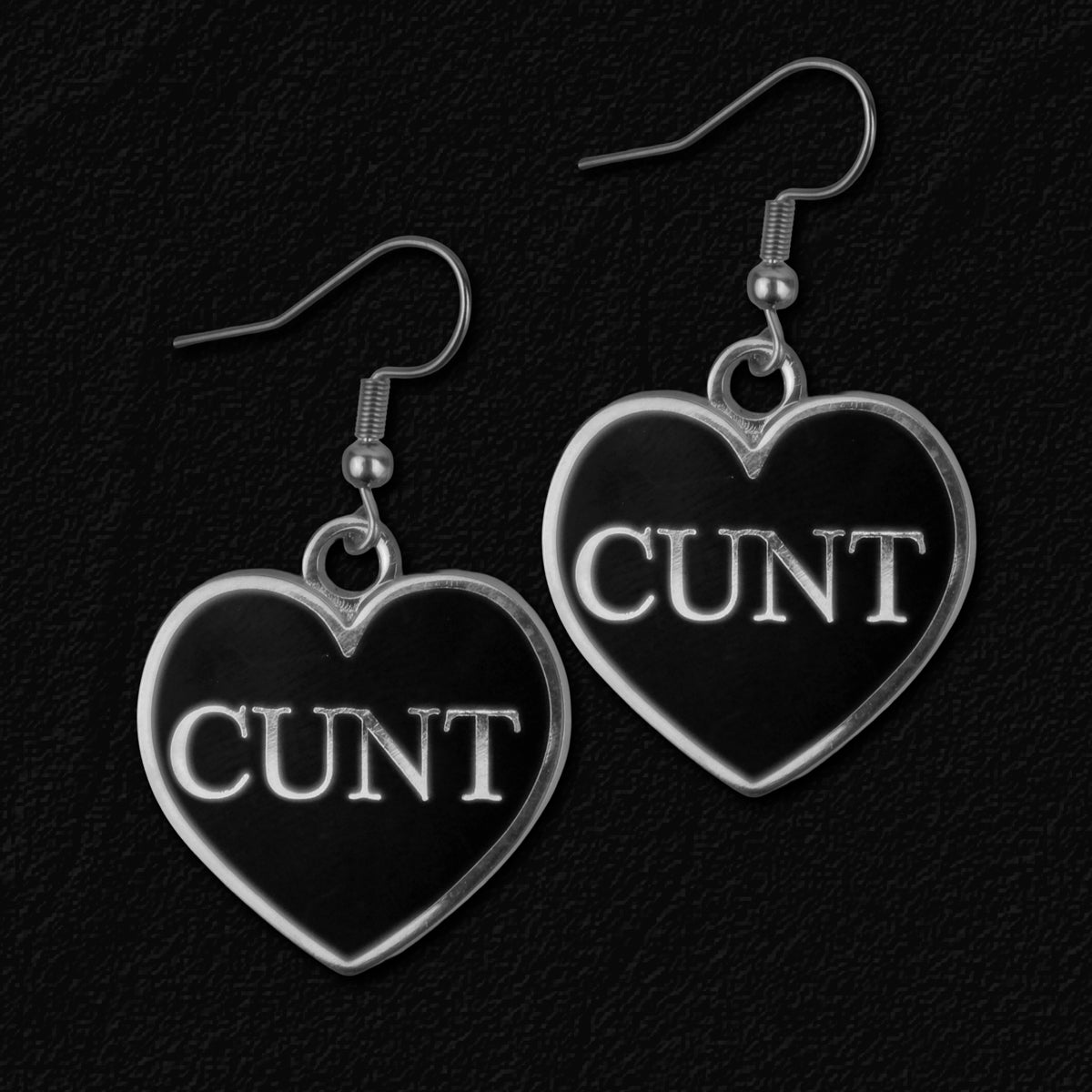 Cunt Black Heart Earrings