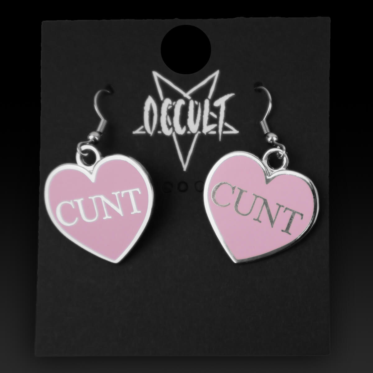 Cunt Black Heart Earrings
