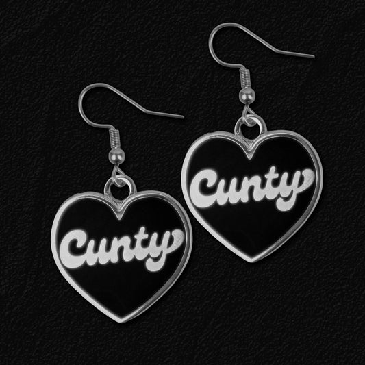 Cunty Black Heart Earrings
