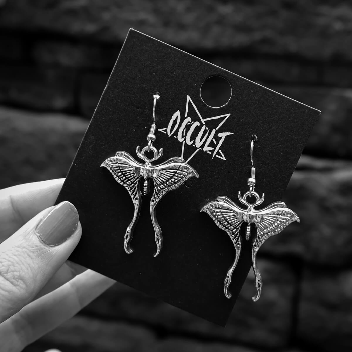 Lunar Moth Earrings - Occult Patches & Pins