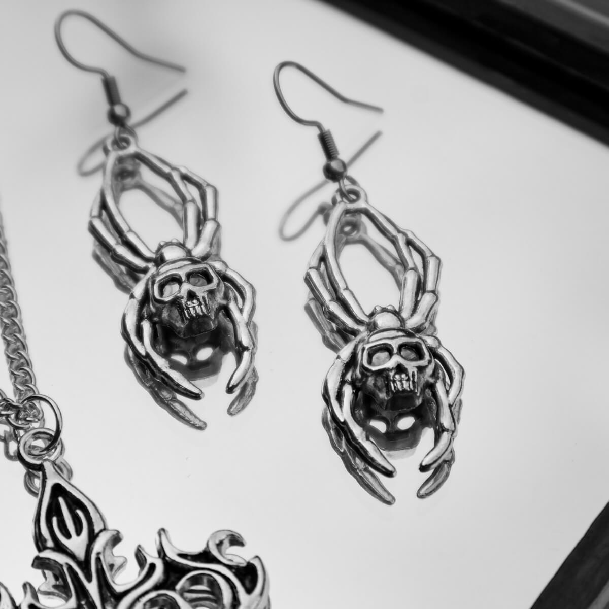 Spider Skull Earrings
