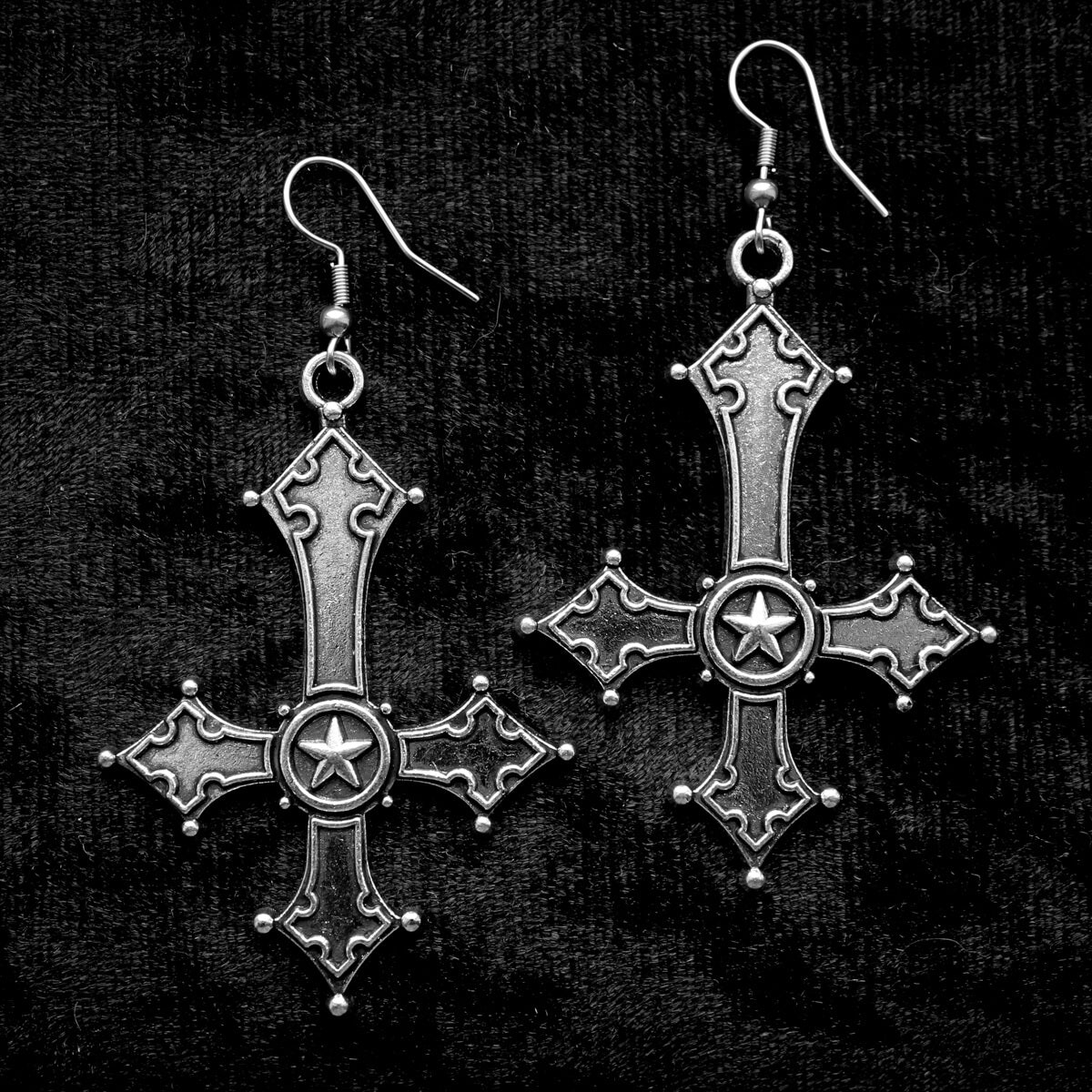 Inverted Cross Earrings | Occult Patches Pins