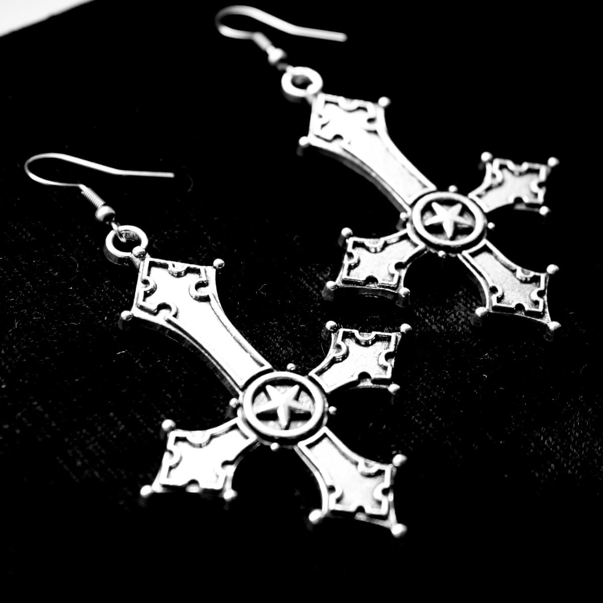 Inverted Cross Earrings | Occult Patches Pins