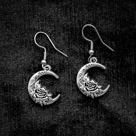 Crescent Rose Earrings | Occult Patches Pins