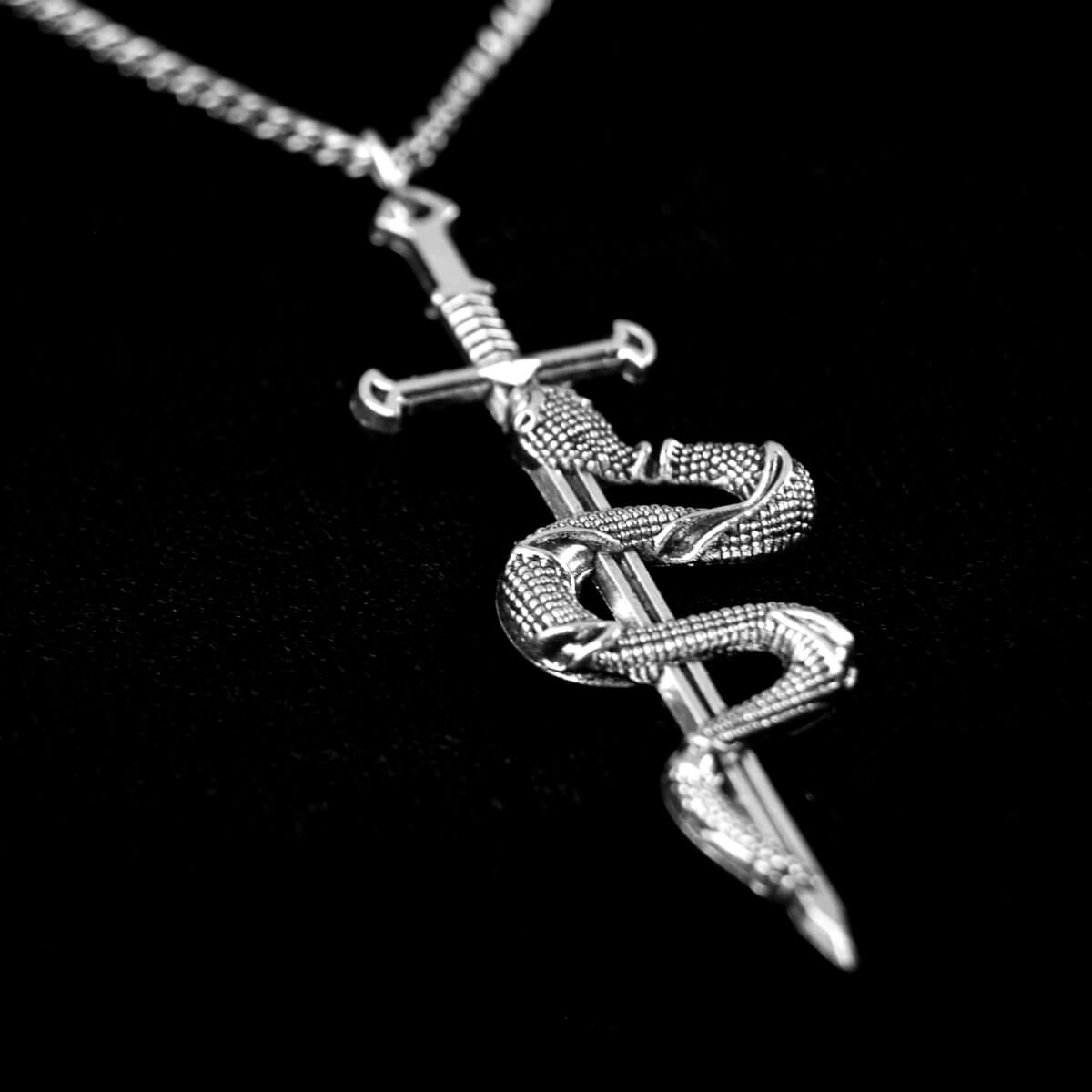 Snake on Sword Necklace