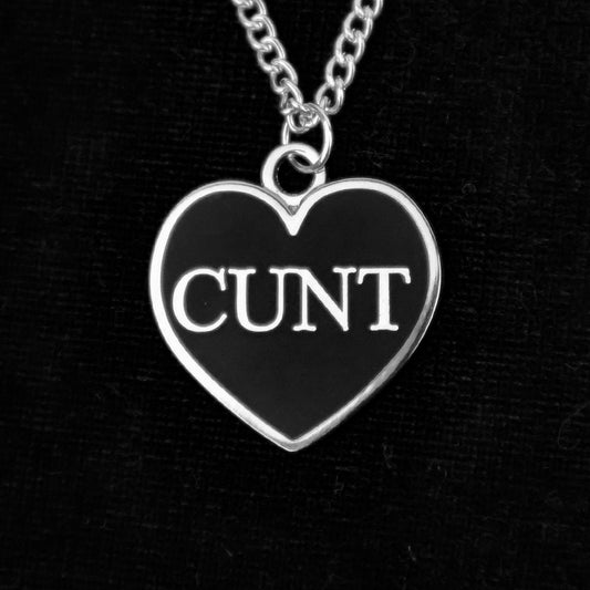 Cunt Black Heart Necklace