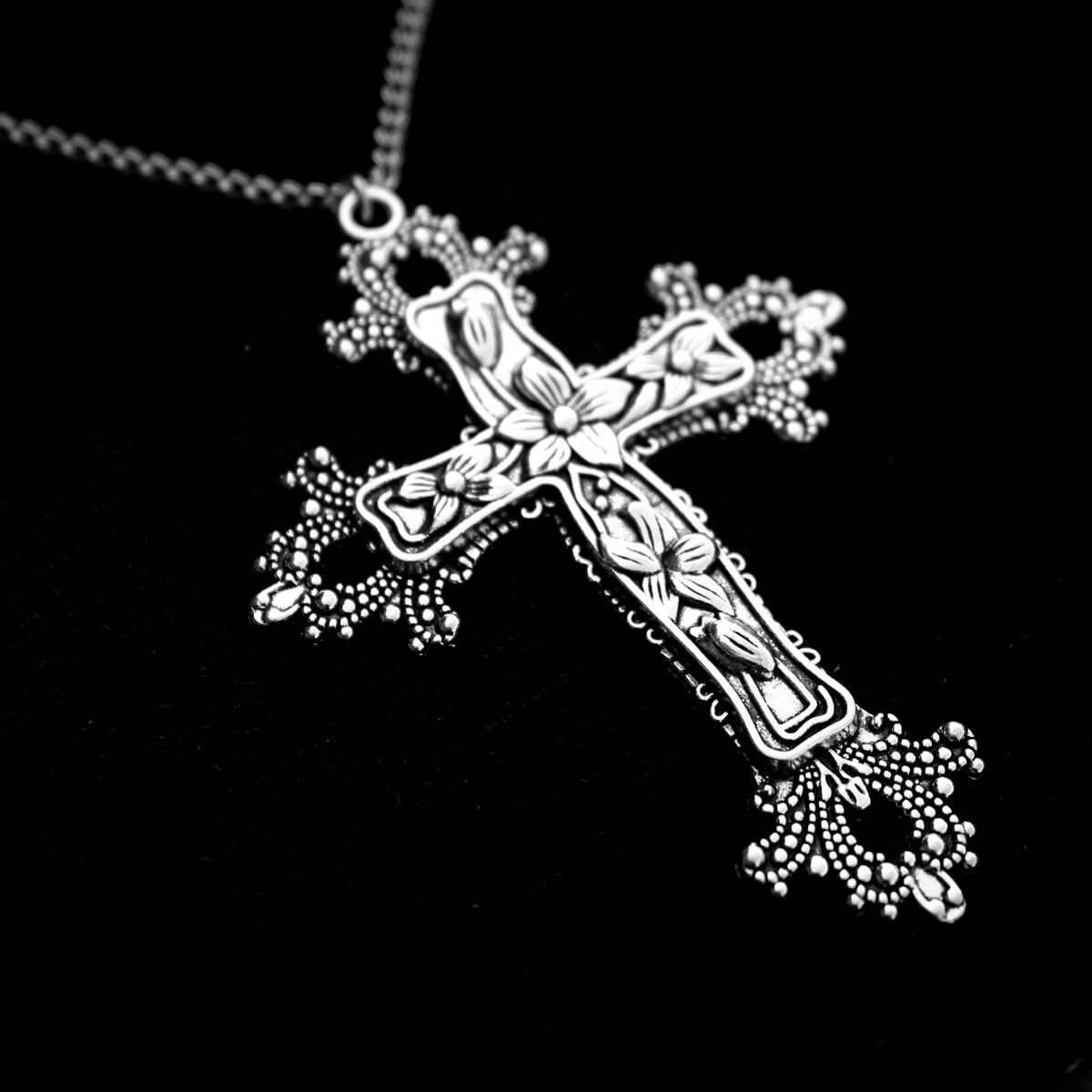 Large Floral Cross Necklace