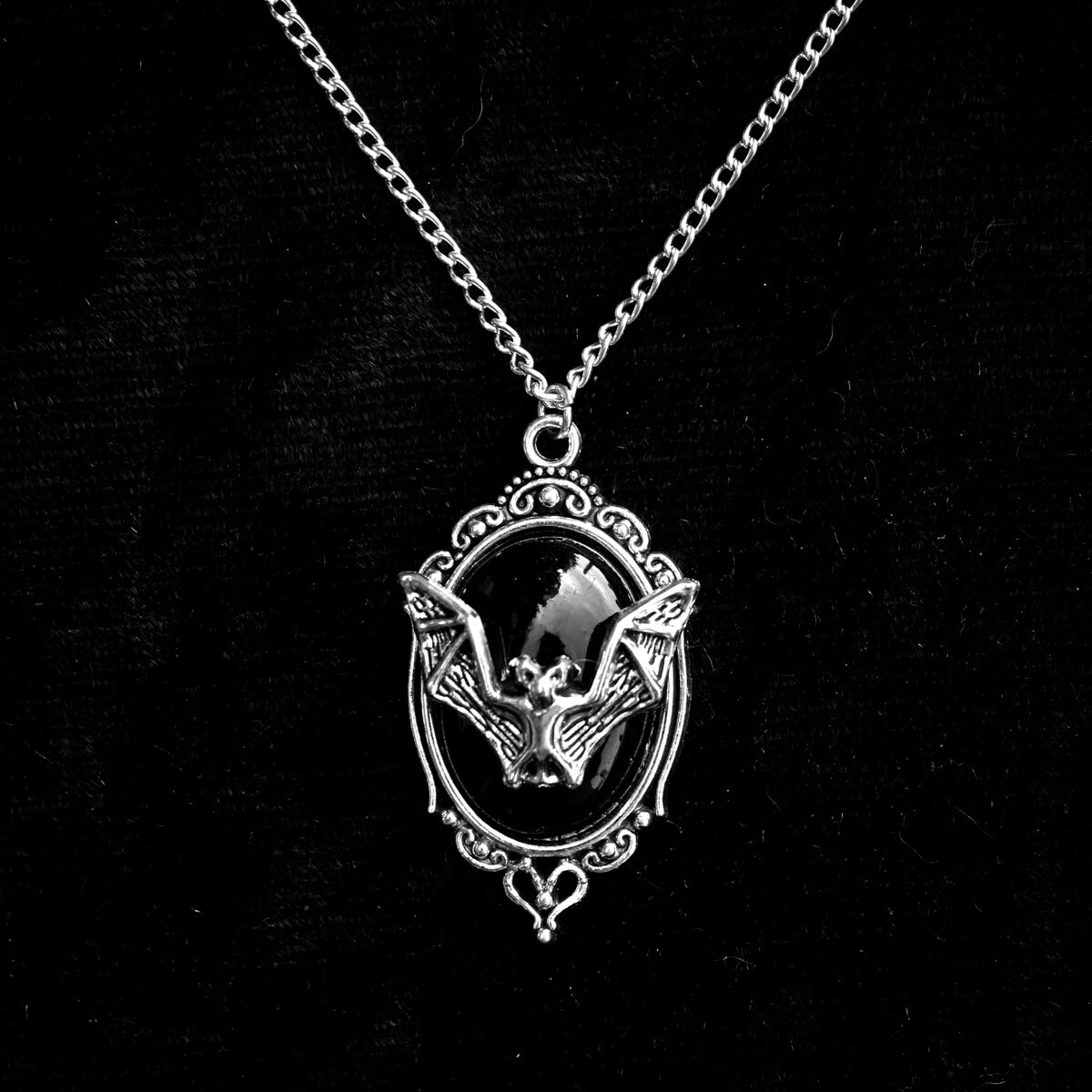 Bat Cameo Necklace