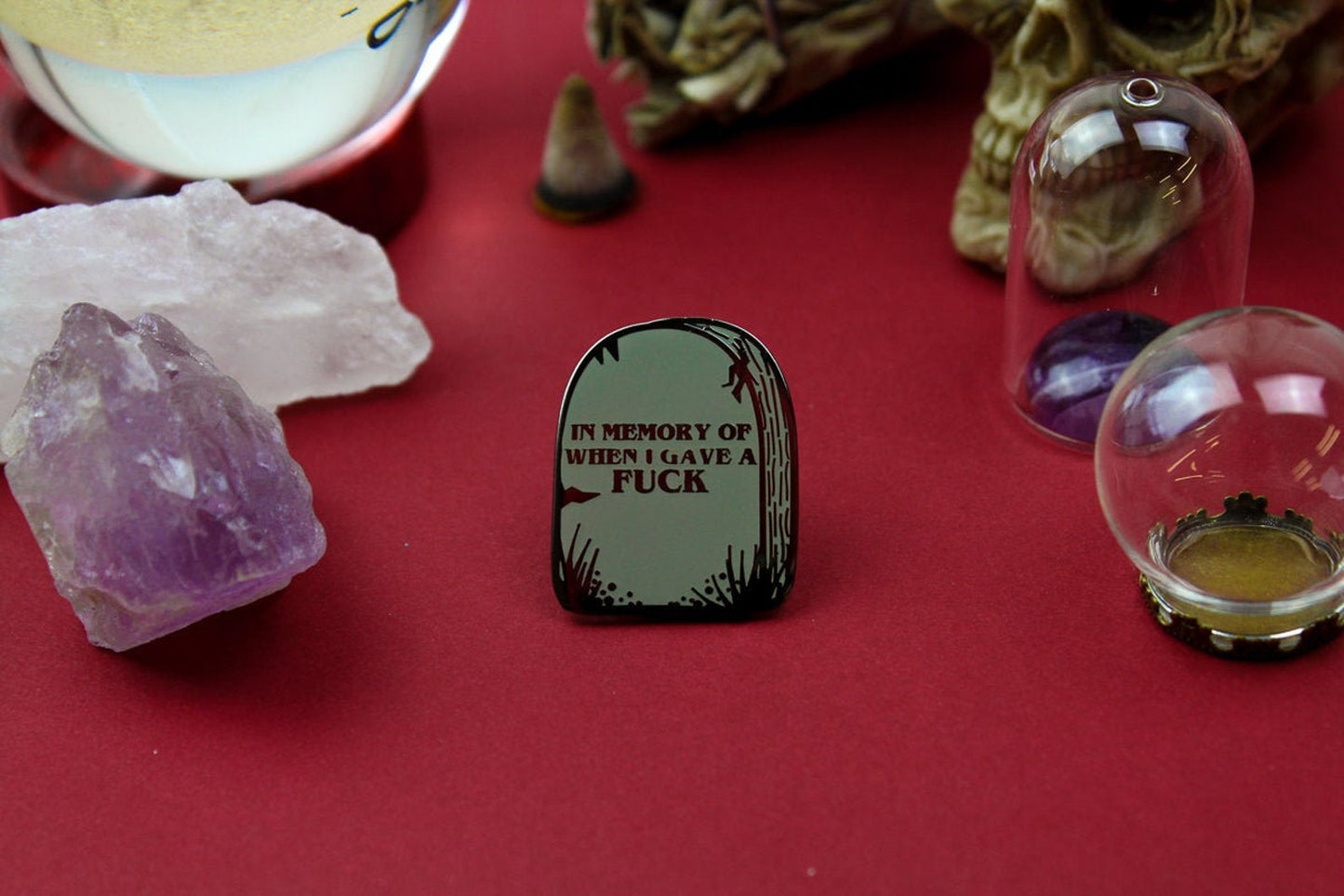 In Memory of When I Gave a Fuck Enamel Pin | Occult Patches & Pins