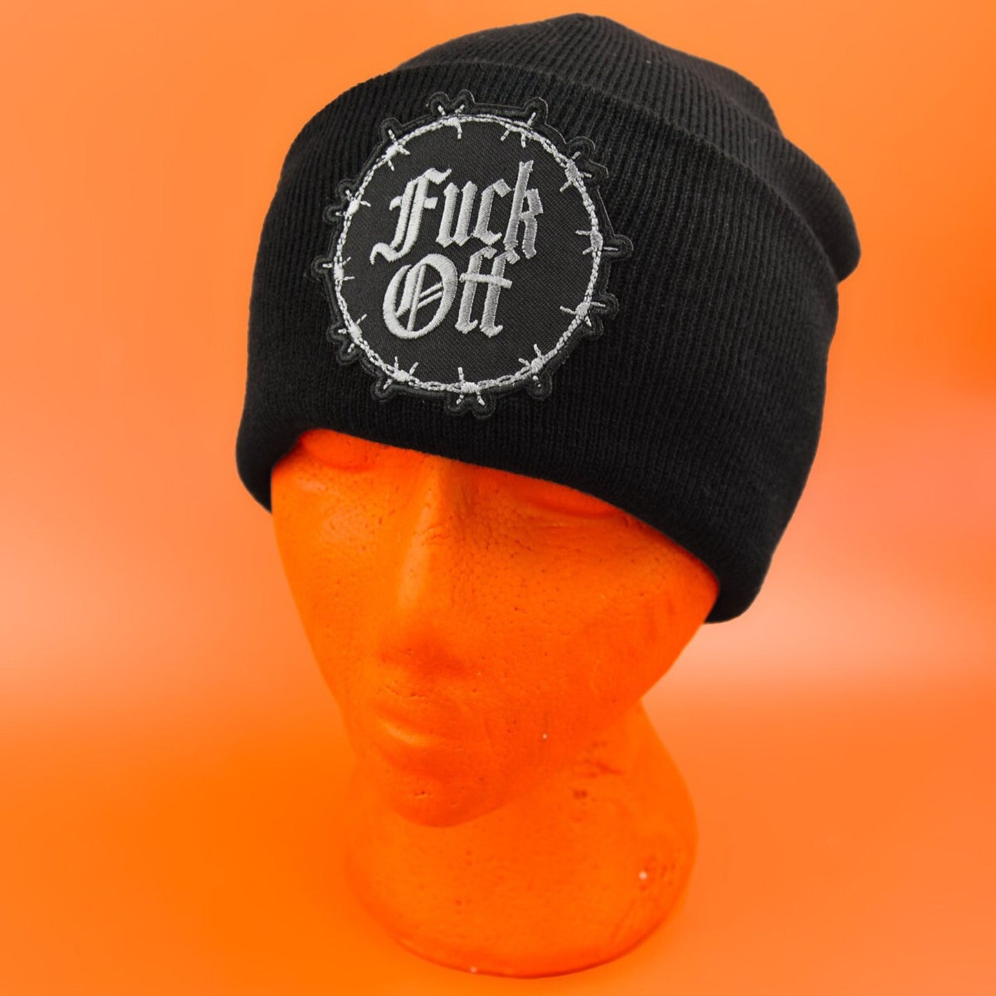 Fuck Off Gothic Black Beanie | Occult Patches & Pins