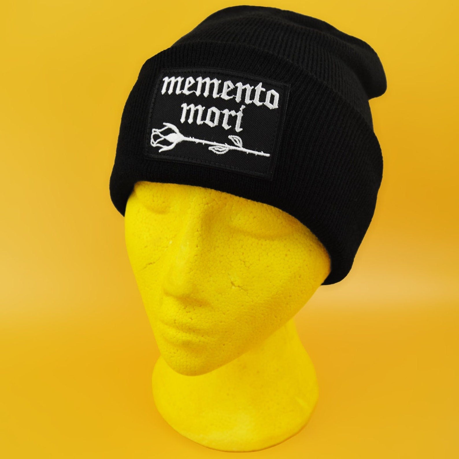 Memento Mori Black Beanie | Occult Patches & Pins